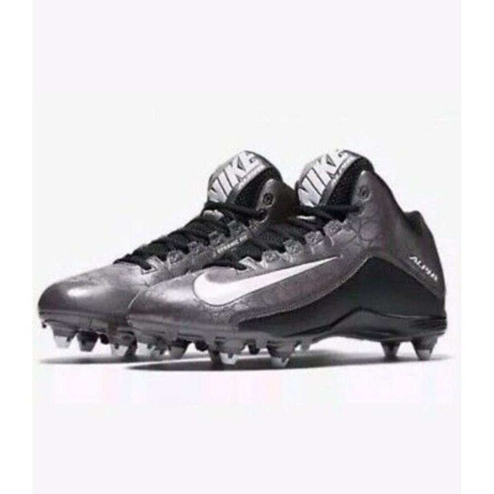 Nike Mens Alpha Shark 2 Black Silver Dynamic Football Soccer Cleats Size 10.5